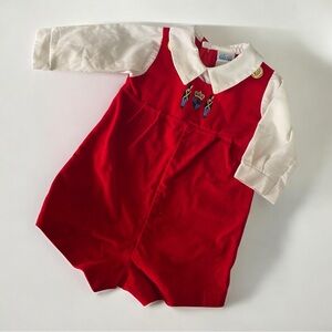 Vintage Alexis red crushed velvet kings guard 💂 baby outfit - size 3 months